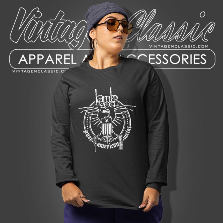 Lamb Of God Shirt Pure American Metal Logo Long Sleeve Tee Lamb Of God Shirt Pure American Metal Logo Long Sleeve Tee