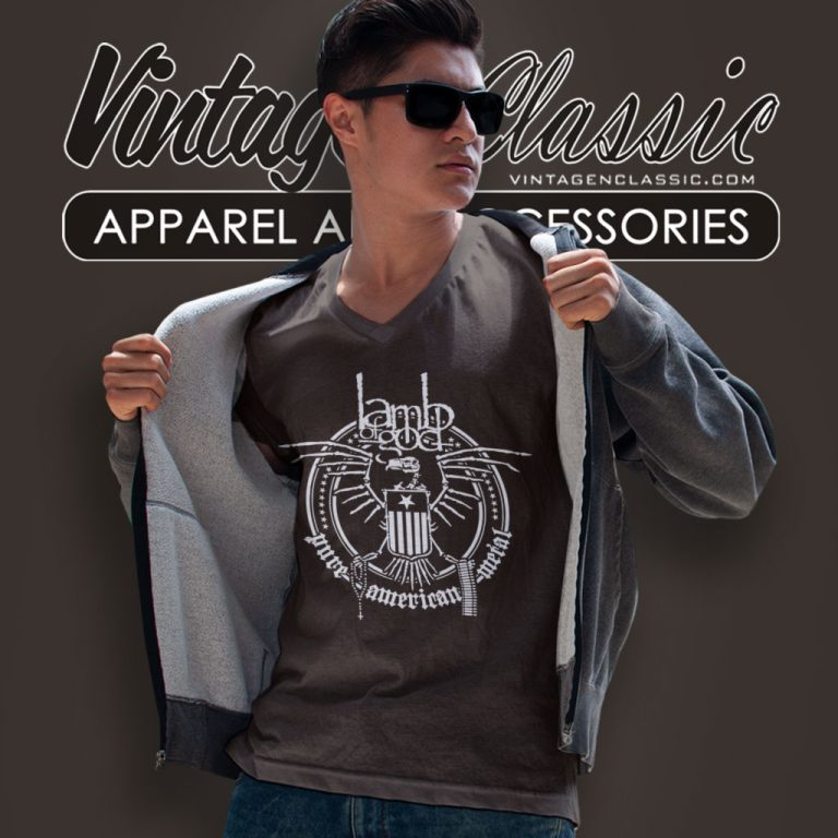 Lamb Of God Shirt Pure American Metal Logo V Neck TShirt Lamb Of God Shirt Pure American Metal Logo V Neck TShirt