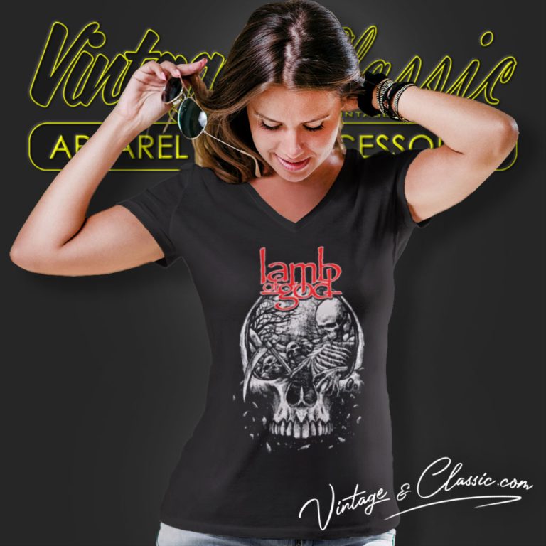 Lamb Of God Tomb Skull V Neck TShirt Lamb Of God Tomb Skull V Neck TShirt