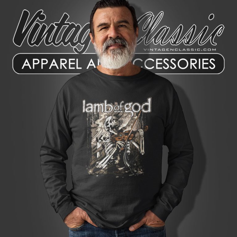 Lamb Of God Violin Skull Long Sleeve Tee Lamb Of God Violin Skull Long Sleeve Tee