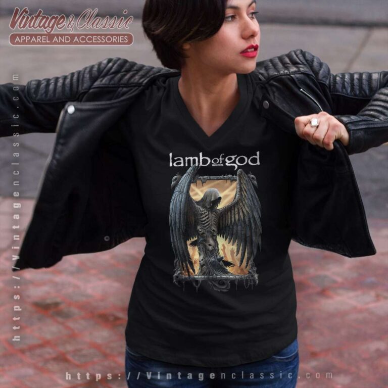 Lamb Of God Winged Death V Neck TShirt Lamb Of God Winged Death V Neck TShirt