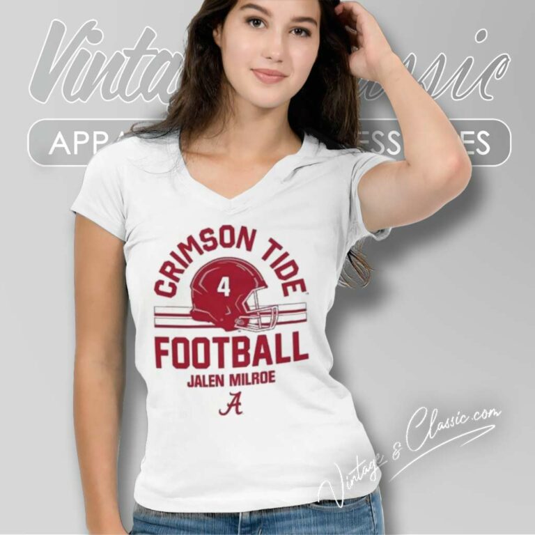 Lank Alabama Crimson Tide V2 Jalen Milroe V Neck TShirt Lank Alabama Crimson Tide V2 Jalen Milroe V Neck TShirt