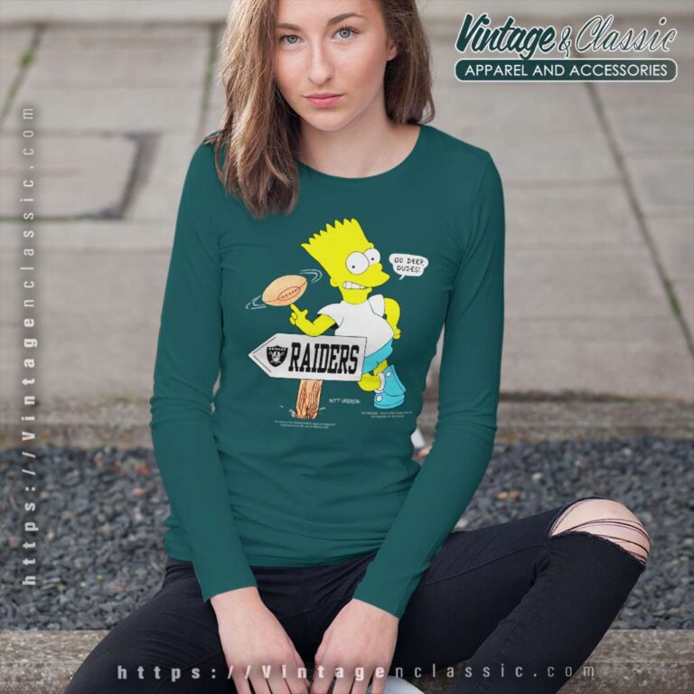 Large Raiders Bart Simpson Cartoon Long Sleeve Tee Large Raiders Bart Simpson Cartoon Long Sleeve Tee