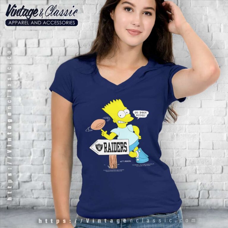 Large Raiders Bart Simpson Cartoon V Neck TShirt Large Raiders Bart Simpson Cartoon V Neck TShirt