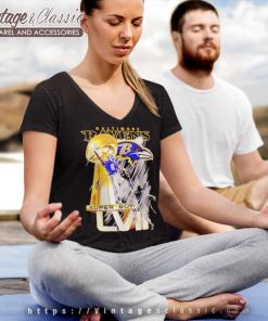 Larry Jackson Baltimore Ravens Super Bowl Signature V Neck TShirt