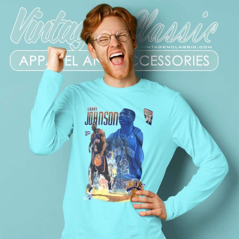 Larry Johnson Pro Player New York Knicks Player Long Sleeve Tee Larry Johnson Pro Player New York Knicks Player Long Sleeve Tee