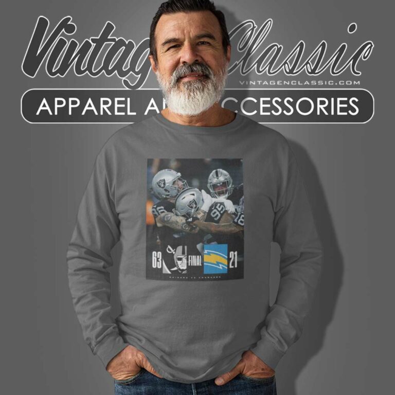 Las Vegas Raiders 63 21 Chargers Long Sleeve Tee Las Vegas Raiders 63 21 Chargers Long Sleeve Tee