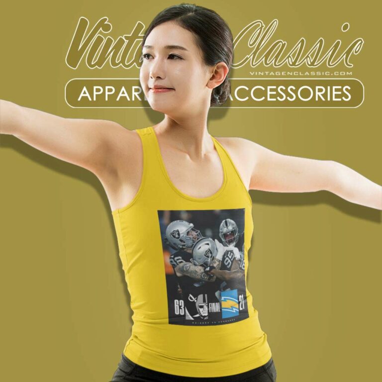 Las Vegas Raiders 63 21 Chargers Tank Top Racerback Las Vegas Raiders 63 21 Chargers Tank Top Racerback