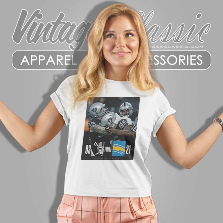 Las Vegas Raiders 63 21 Chargers Women TShirt Las Vegas Raiders 63 21 Chargers Women TShirt