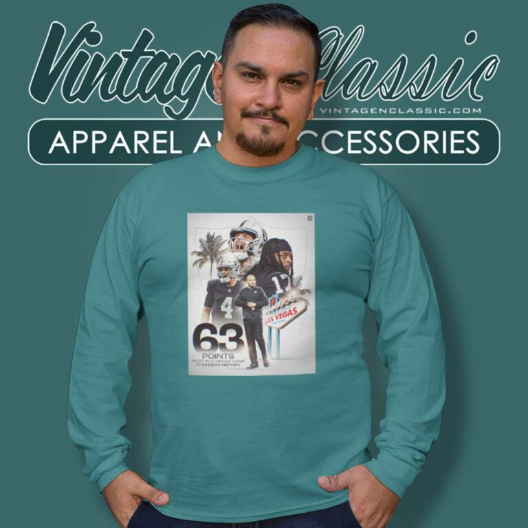 Las Vegas Raiders 63 Points Shirt Most Points In Raider History Long Sleeve Tee Las Vegas Raiders 63 Points Shirt Most Points In Raider History Long Sleeve Tee