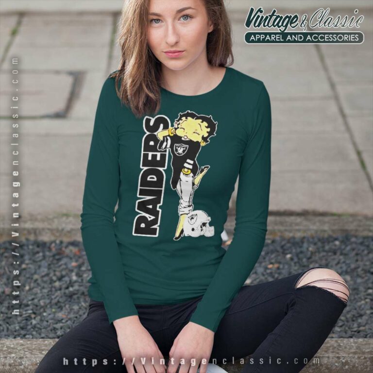 Las Vegas Raiders Betty Boop Fan Long Sleeve Tee Las Vegas Raiders Betty Boop Fan Long Sleeve Tee