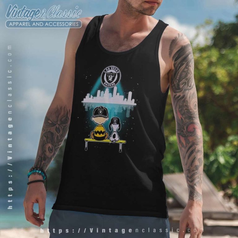 Las Vegas Raiders Charlie Brown And Snoopy Watching City Tank Top Racerback Las Vegas Raiders Charlie Brown And Snoopy Watching City Tank Top Racerback