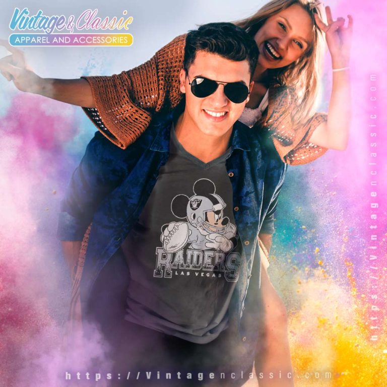 Las Vegas Raiders Disney Mickey V Neck TShirt Las Vegas Raiders Disney Mickey V Neck TShirt