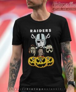 Las Vegas Raiders Freddy Krueger Michael Myers Jason Voorhees Pumpkin Halloween T Shirt