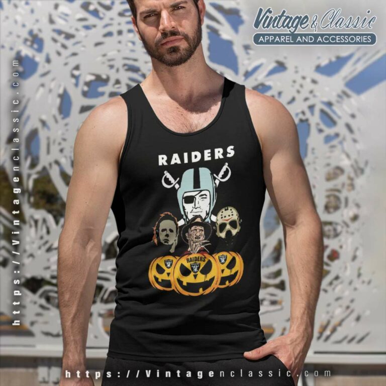 Las Vegas Raiders Freddy Krueger Michael Myers Jason Voorhees Pumpkin Halloween Tank Top Racerback Las Vegas Raiders Freddy Krueger Michael Myers Jason Voorhees Pumpkin Halloween Tank Top Racerback