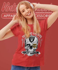 Las Vegas Raiders Harley Daivsion Skull Women TShirt