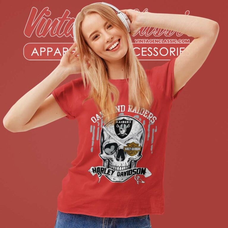 Las Vegas Raiders Harley Daivsion Skull Women TShirt Las Vegas Raiders Harley Daivsion Skull Women TShirt