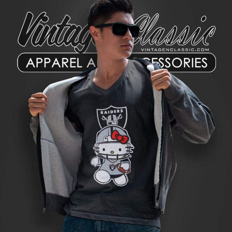 Las Vegas Raiders Hello Kitty V Neck TShirt Las Vegas Raiders Hello Kitty V Neck TShirt