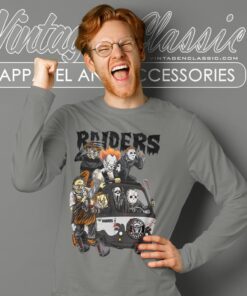 Las Vegas Raiders Horror Movies Characters Halloween Shirt Long Sleeve Tee