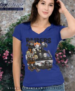Las Vegas Raiders Horror Movies Characters Halloween Shirt V Neck TShirt