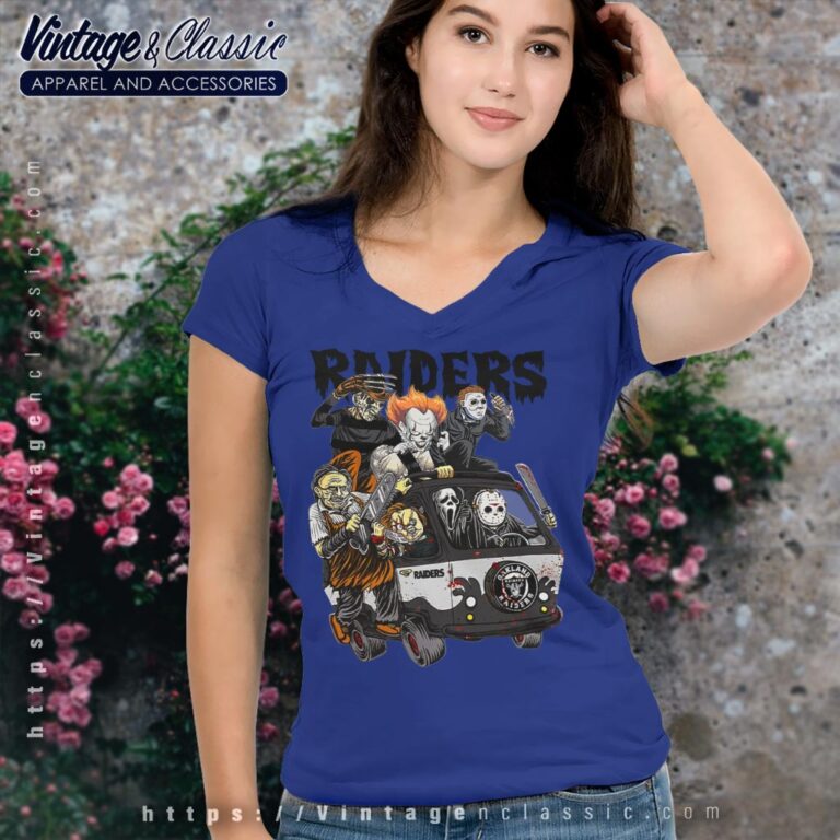 Las Vegas Raiders Horror Movies Characters Halloween Shirt V Neck TShirt Las Vegas Raiders Horror Movies Characters Halloween Shirt V Neck TShirt