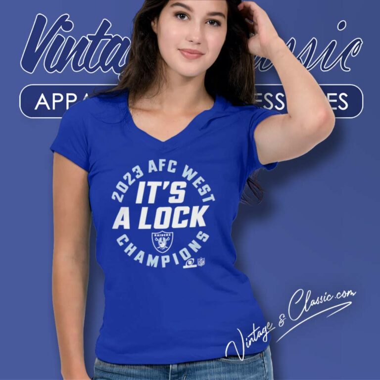 Las Vegas Raiders Its A Lock 2023 Afc West Champions V Neck TShirt Las Vegas Raiders Its A Lock 2023 Afc West Champions V Neck TShirt