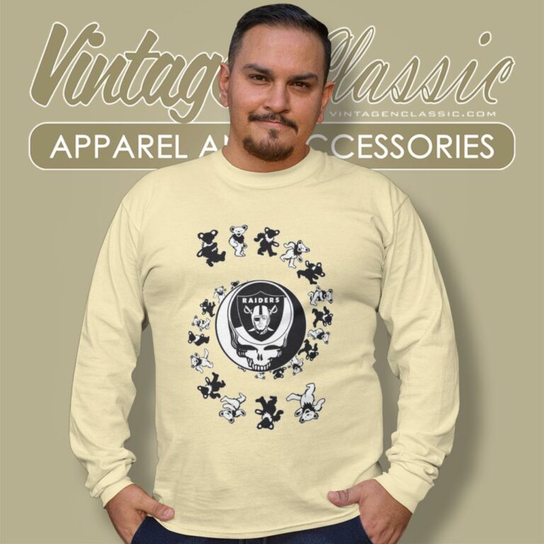 Las Vegas Raiders Nfl Grateful Dancing Bears Long Sleeve Tee Las Vegas Raiders Nfl Grateful Dancing Bears Long Sleeve Tee
