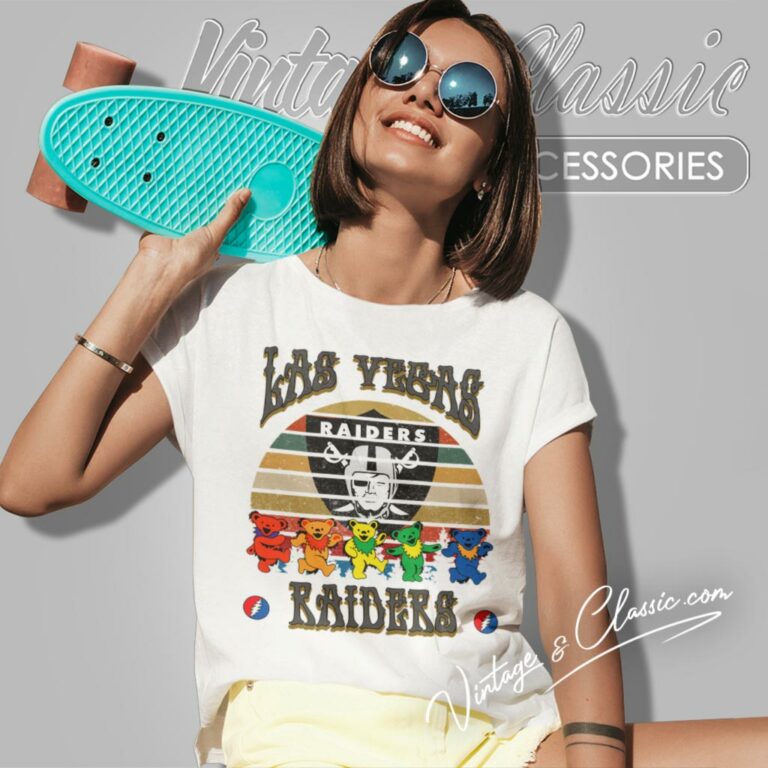 Las Vegas Raiders Nfl Grateful Dancing Bears Retro Women T Shirt Las Vegas Raiders Nfl Grateful Dancing Bears Retro Women T Shirt
