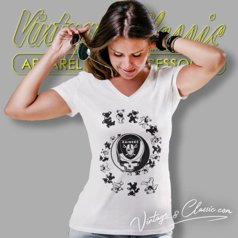 Las Vegas Raiders Nfl Grateful Dancing Bears V Neck TShirt Las Vegas Raiders Nfl Grateful Dancing Bears V Neck TShirt