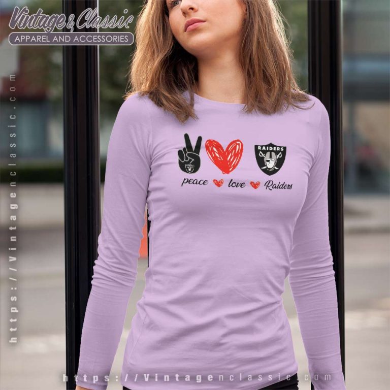 Las Vegas Raiders Peace Love Long Sleeve Tee Las Vegas Raiders Peace Love Long Sleeve Tee