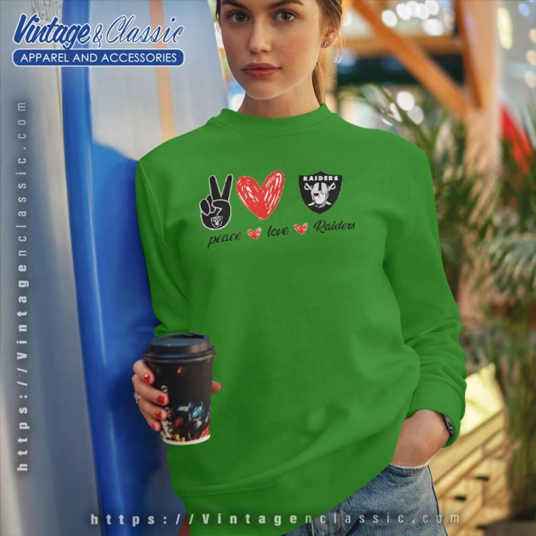 Las Vegas Raiders Peace Love Sweatshirt Las Vegas Raiders Peace Love Sweatshirt