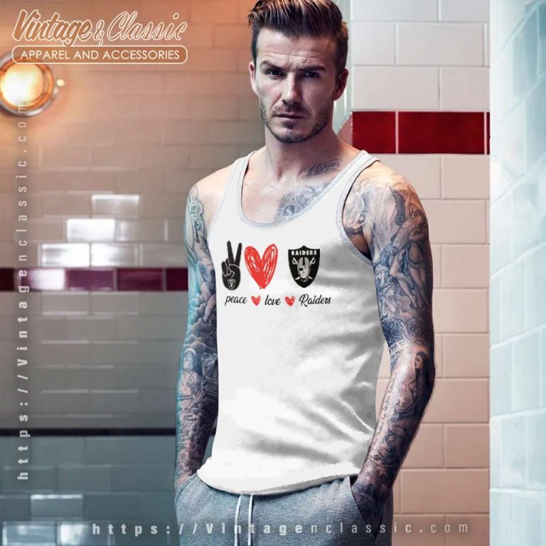 Las Vegas Raiders Peace Love Tank Top Racerback Las Vegas Raiders Peace Love Tank Top Racerback