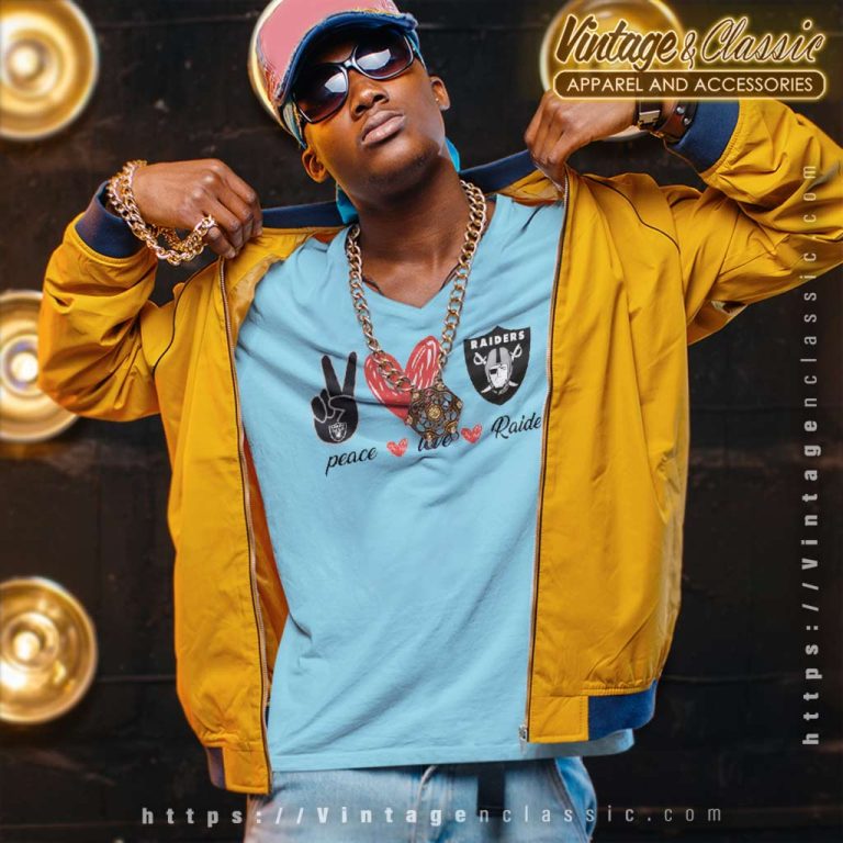 Las Vegas Raiders Peace Love V Neck TShirt Las Vegas Raiders Peace Love V Neck TShirt