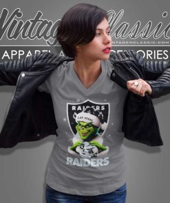 Las Vegas Raiders Santa Grinch Christmas V Neck TShirt