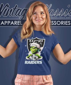 Las Vegas Raiders Santa Grinch Christmas Women TShirt