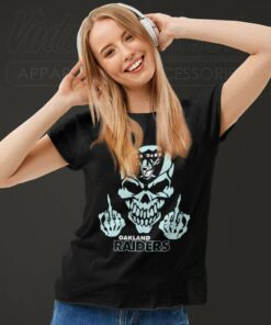 Las Vegas Raiders Skull Middle Finger Women TShirt