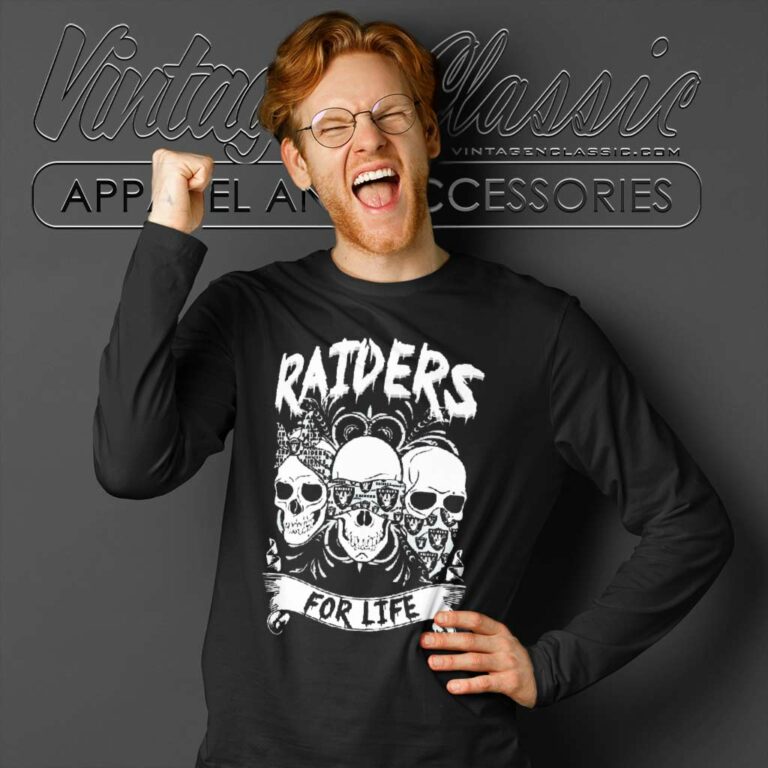 Las Vegas Raiders Skulls For Life Long Sleeve Tee Las Vegas Raiders Skulls For Life Long Sleeve Tee