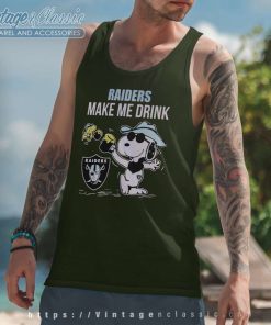 Las Vegas Raiders Snoopy Woodstock Make Me Drink Tank Top Racerback
