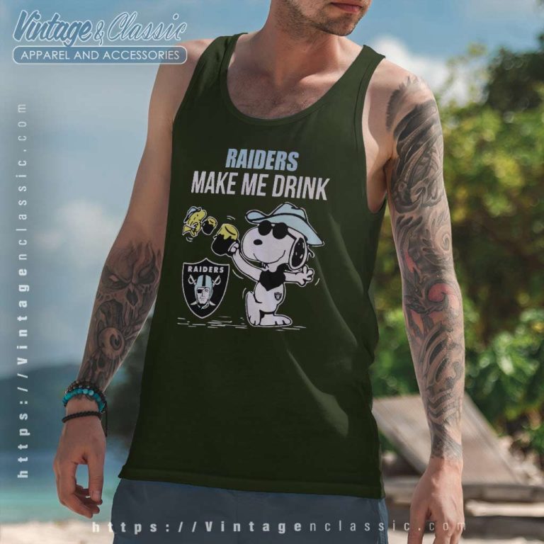 Las Vegas Raiders Snoopy Woodstock Make Me Drink Tank Top Racerback Las Vegas Raiders Snoopy Woodstock Make Me Drink Tank Top Racerback