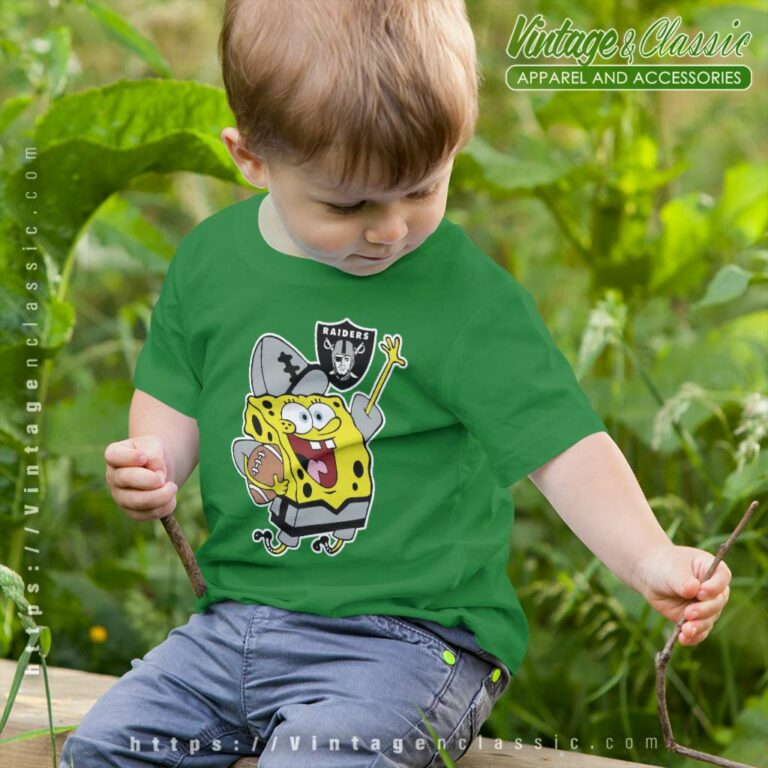 Las Vegas Raiders Spongebob Football Kids T Shirt Las Vegas Raiders Spongebob Football Kids T Shirt