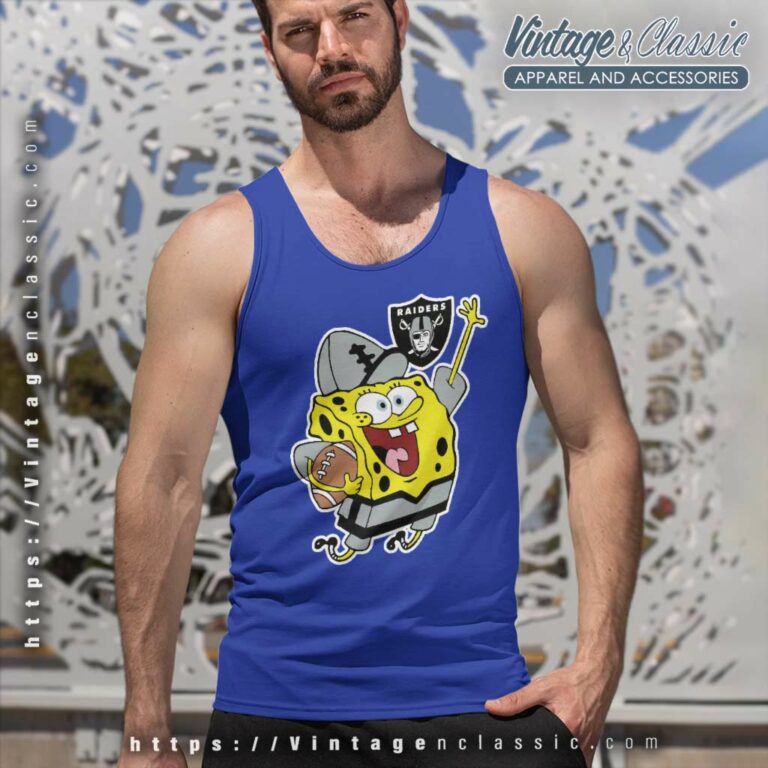 Las Vegas Raiders Spongebob Football Tank Top Racerback Las Vegas Raiders Spongebob Football Tank Top Racerback
