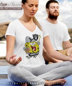 Las Vegas Raiders Spongebob Football V Neck TShirt