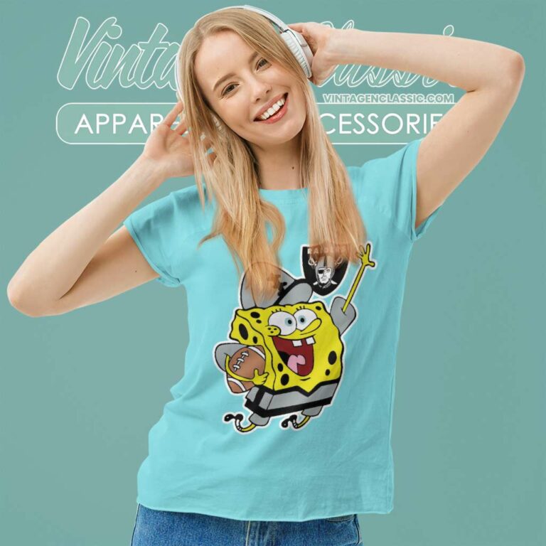 Las Vegas Raiders Spongebob Football Women TShirt Las Vegas Raiders Spongebob Football Women TShirt