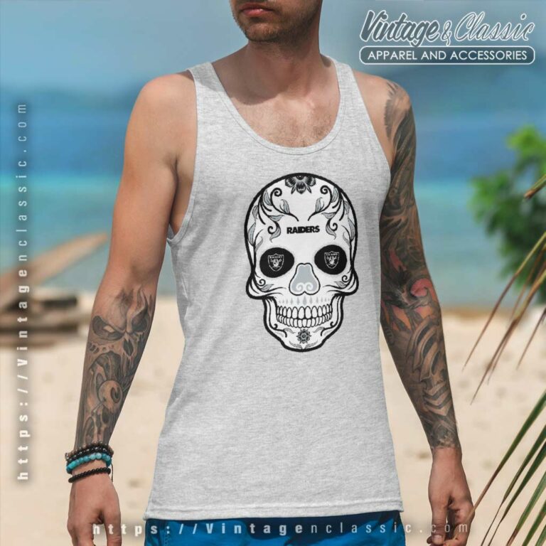 Las Vegas Raiders Sugar Skull Tank Top Racerback Las Vegas Raiders Sugar Skull Tank Top Racerback