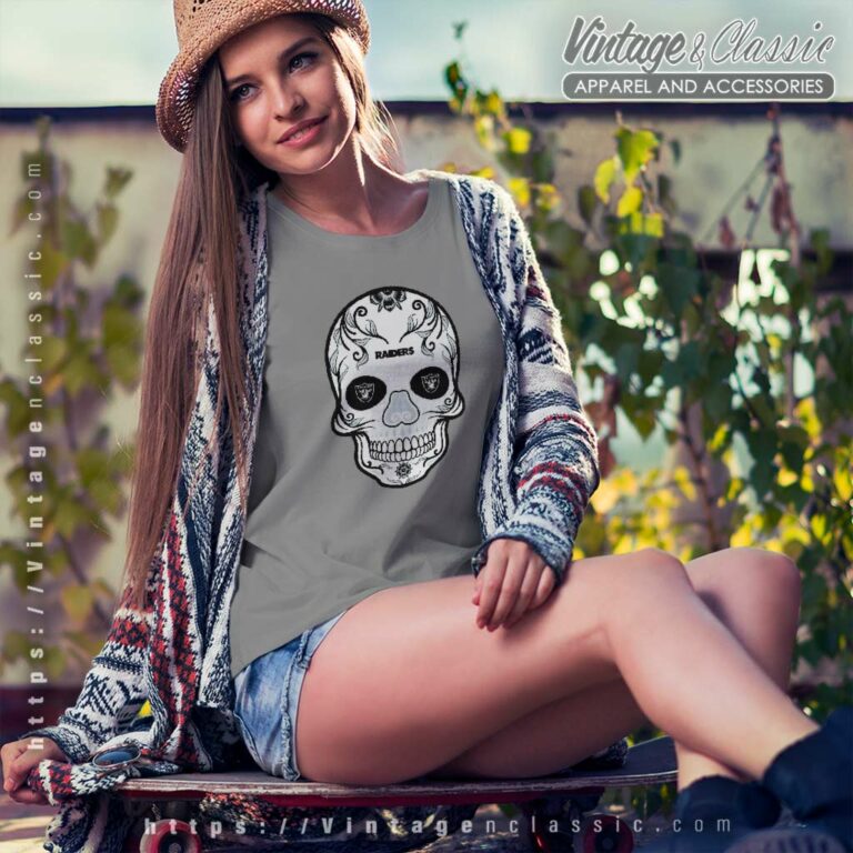 Las Vegas Raiders Sugar Skull Women TShirt Las Vegas Raiders Sugar Skull Women TShirt