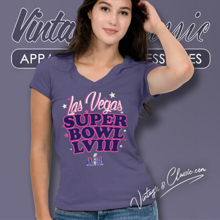 Las Vegas Super Bowl Lviii Logo V Neck TShirt Las Vegas Super Bowl Lviii Logo V Neck TShirt