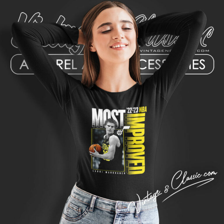 Lauri Markkanen Utah Jazz 2023 Nba Most Improved Long Sleeve Tee Lauri Markkanen Utah Jazz 2023 Nba Most Improved Long Sleeve Tee