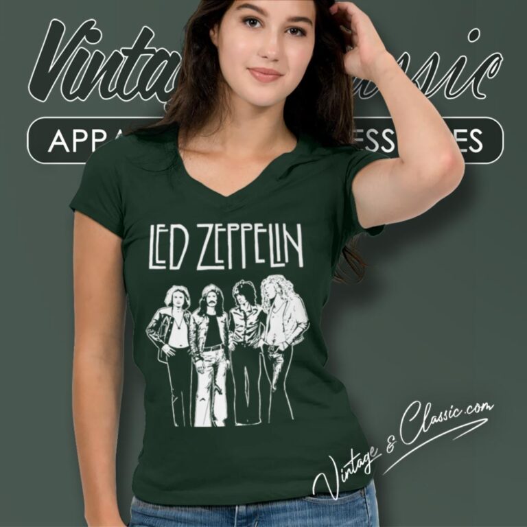 Led Zeppelin Band V Neck TShirt Led Zeppelin Band V Neck TShirt