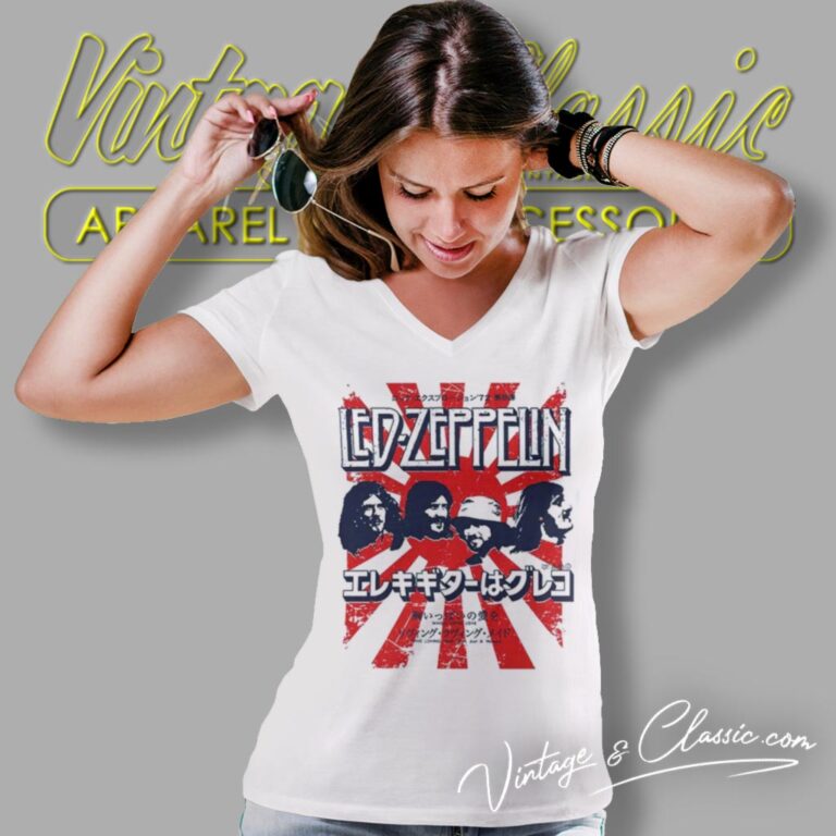 Led Zeppelin Japanese Burst V Neck TShirt Led Zeppelin Japanese Burst V Neck TShirt