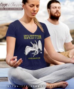 Led Zeppelin Over Europe 1980 V Neck TShirt 1